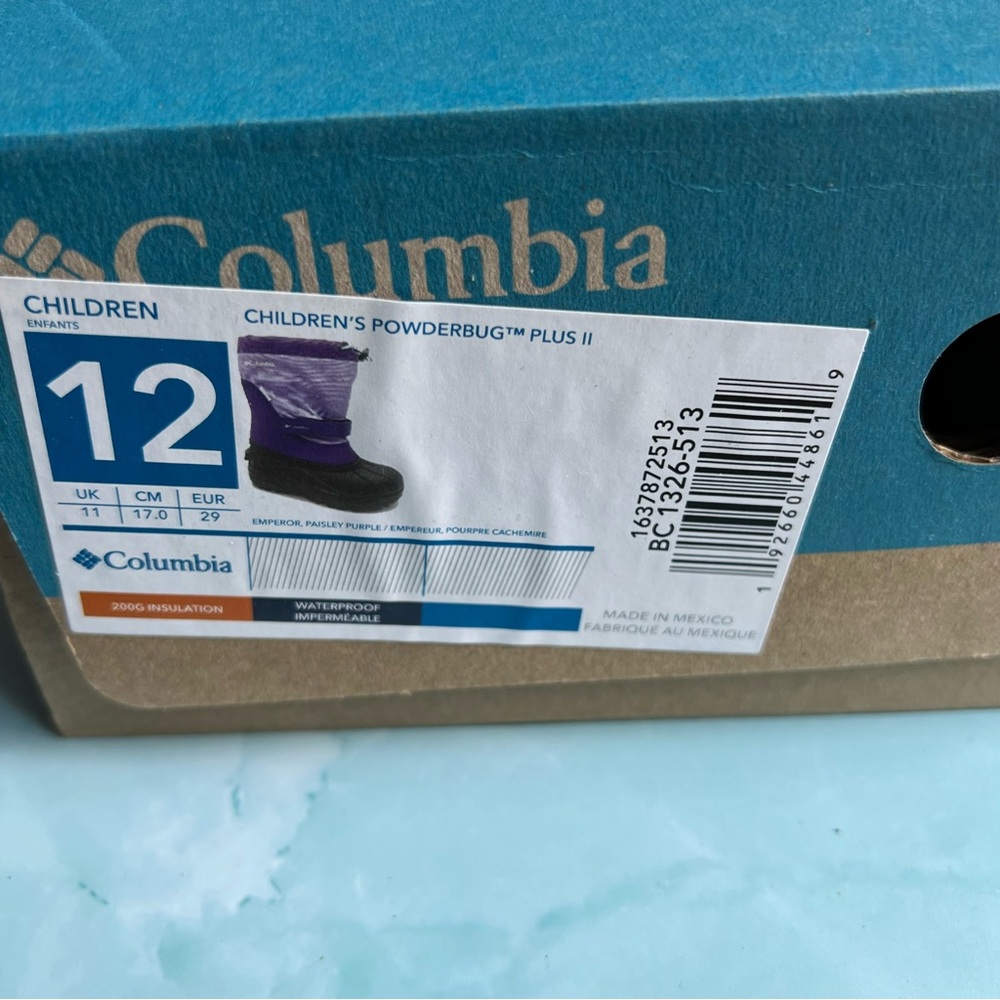 Columbia Kids Powderbug Plus II snow Boots - Purple and Black